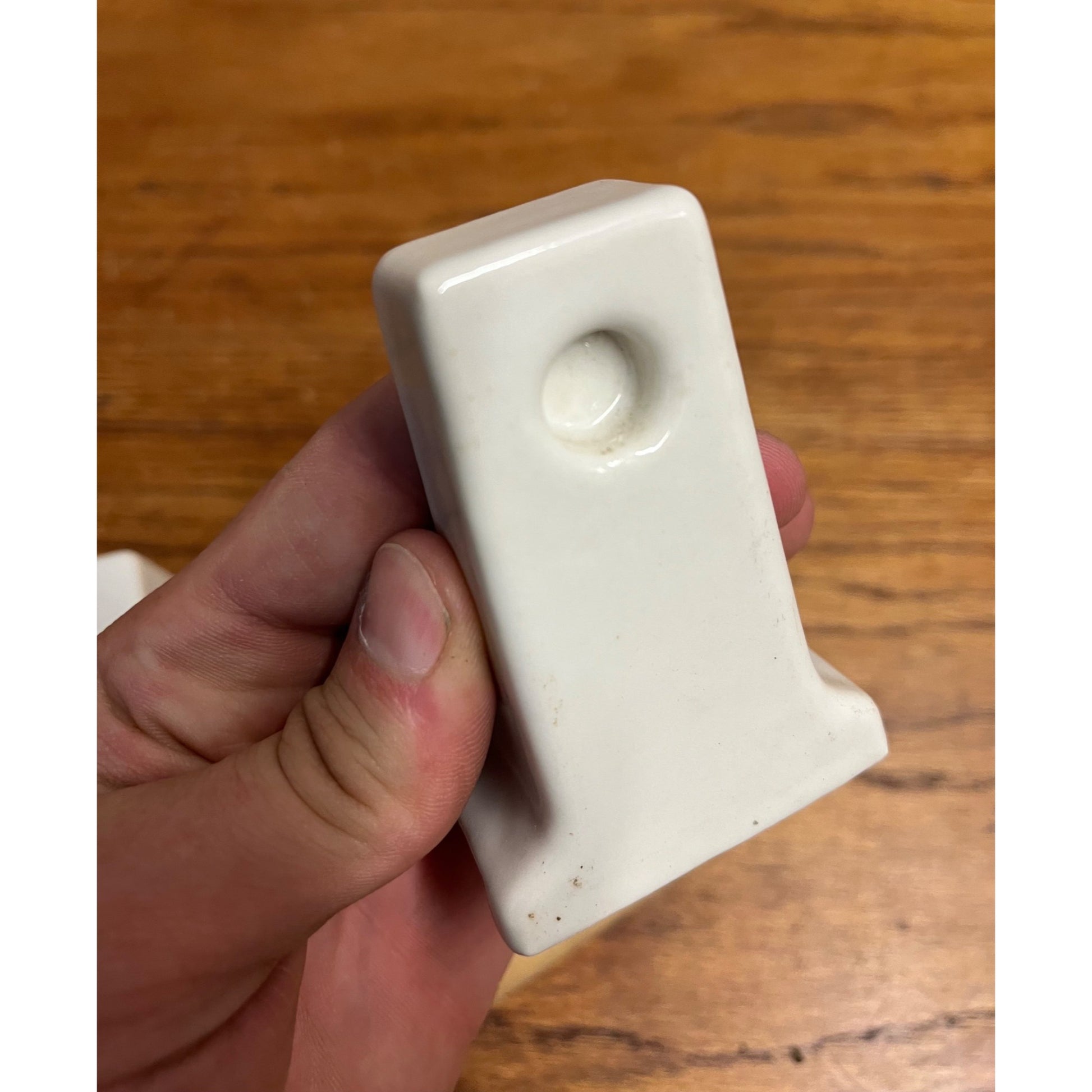 Vintage White Porcelain Bathroom Toilet Paper Roll Holder w/ Wood Rod