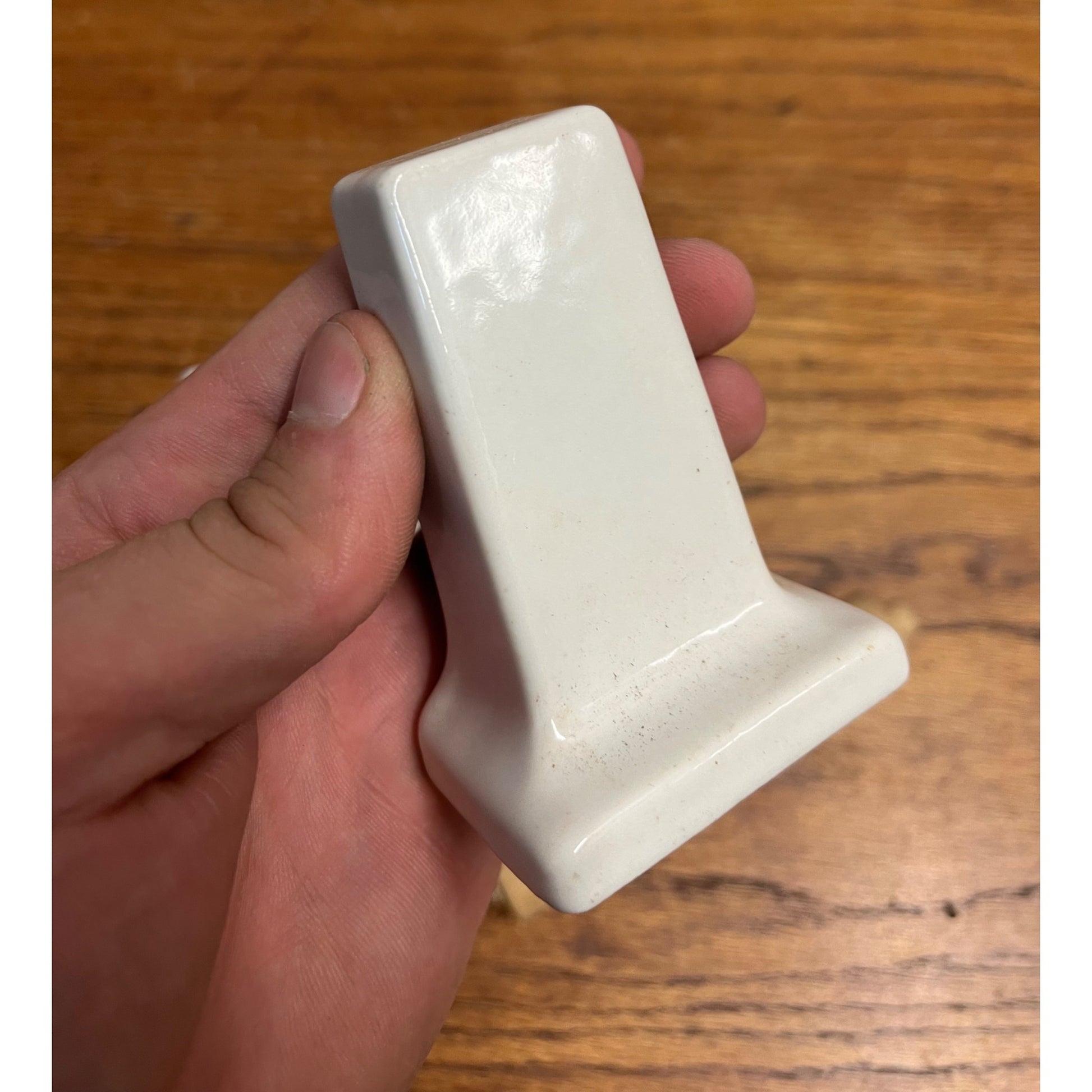 Vintage White Porcelain Bathroom Toilet Paper Roll Holder w/ Wood Rod