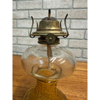 Vintage Kerosene Oil Lamp Clear Dimpled Glass Base P & A Eagle Burner