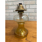 Vintage Kerosene Oil Lamp Clear Dimpled Glass Base P & A Eagle Burner