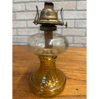 Vintage Kerosene Oil Lamp Clear Dimpled Glass Base P & A Eagle Burner