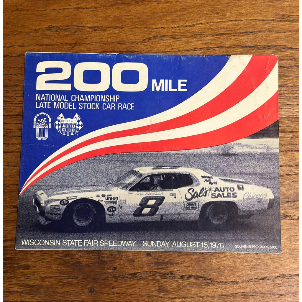 1976 Stock Car 200 Mile Race National Championship Souvenir Program Wisconsin