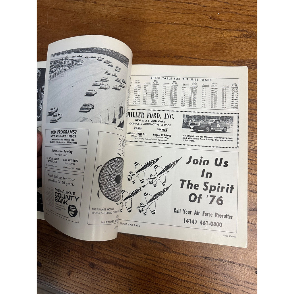 1976 Stock Car 200 Mile Race National Championship Souvenir Program Wisconsin