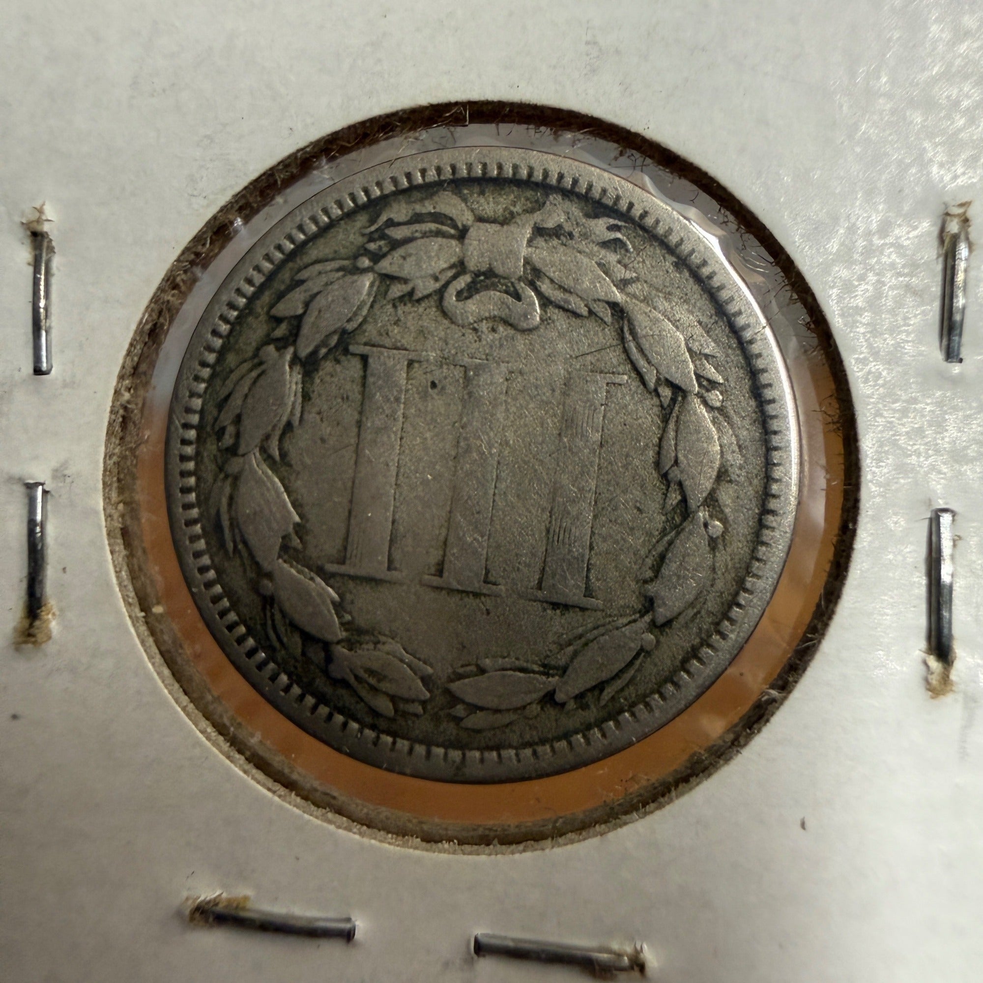 1867 3-Cent III US Coin VG Nickel