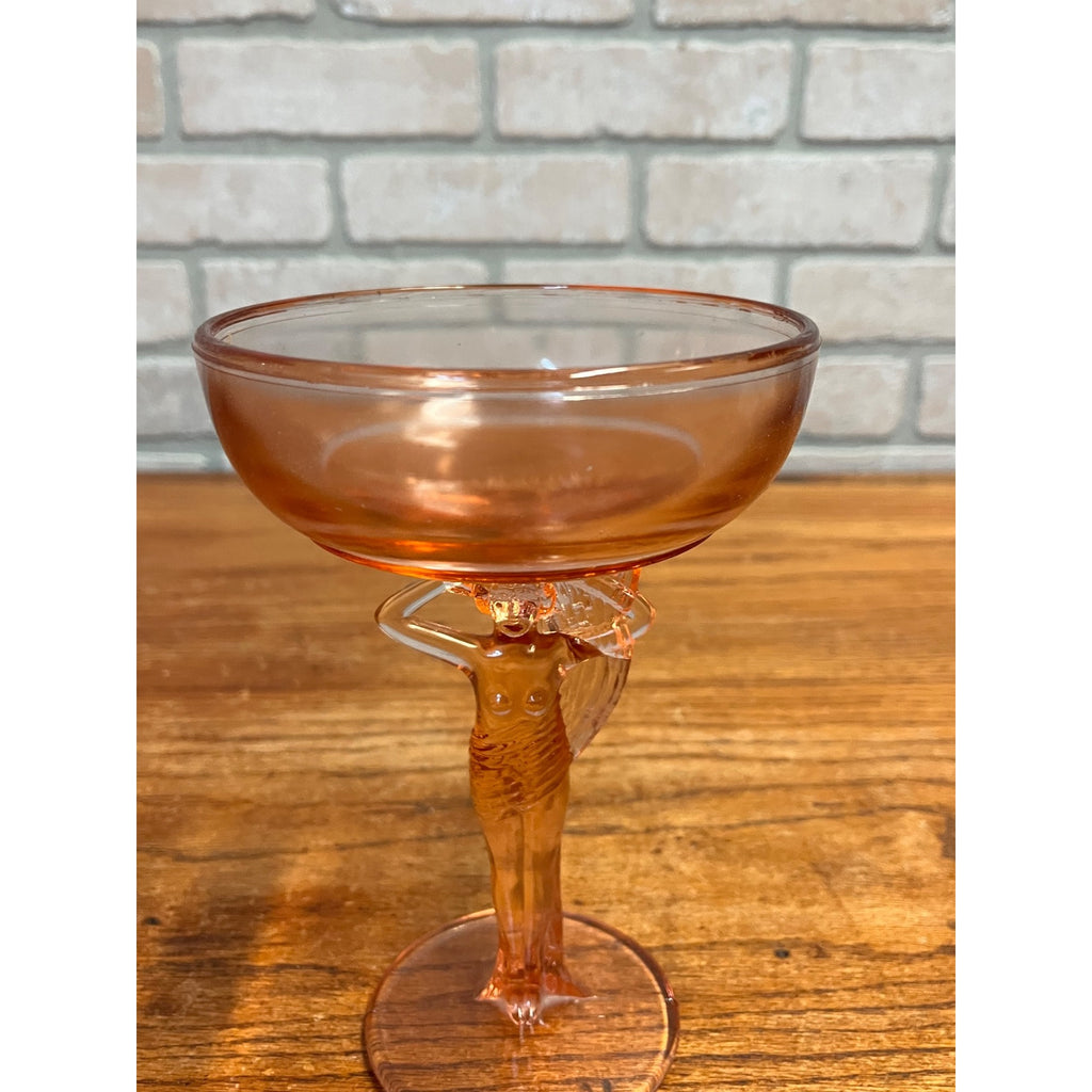 RARE Vintage Cambridge Glass Statuesque Nude Compote Art Deco Pink 3011