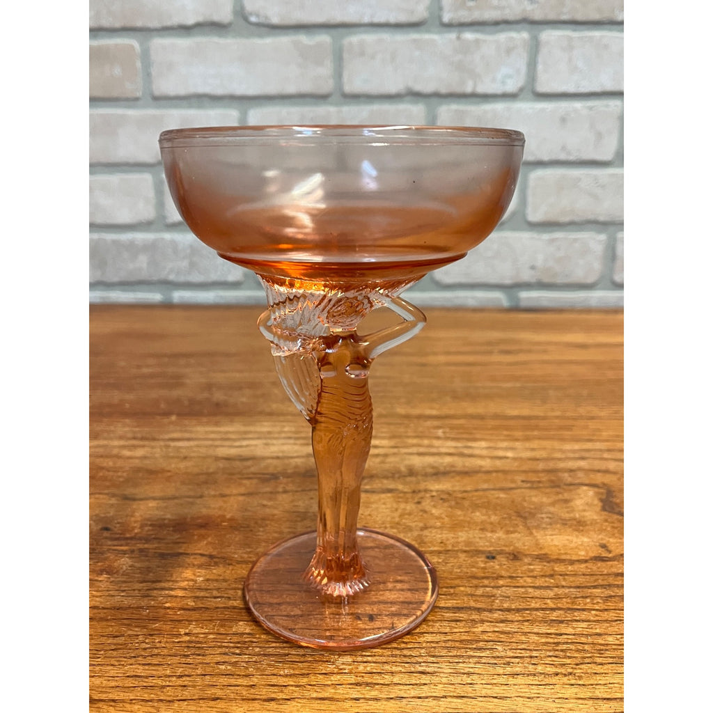 RARE Vintage Cambridge Glass Statuesque Nude Compote Art Deco Pink 3011