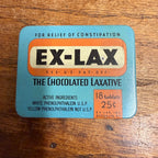 Vintage Ex-Lax The Chocolated Laxative Tin, Blue Orange
