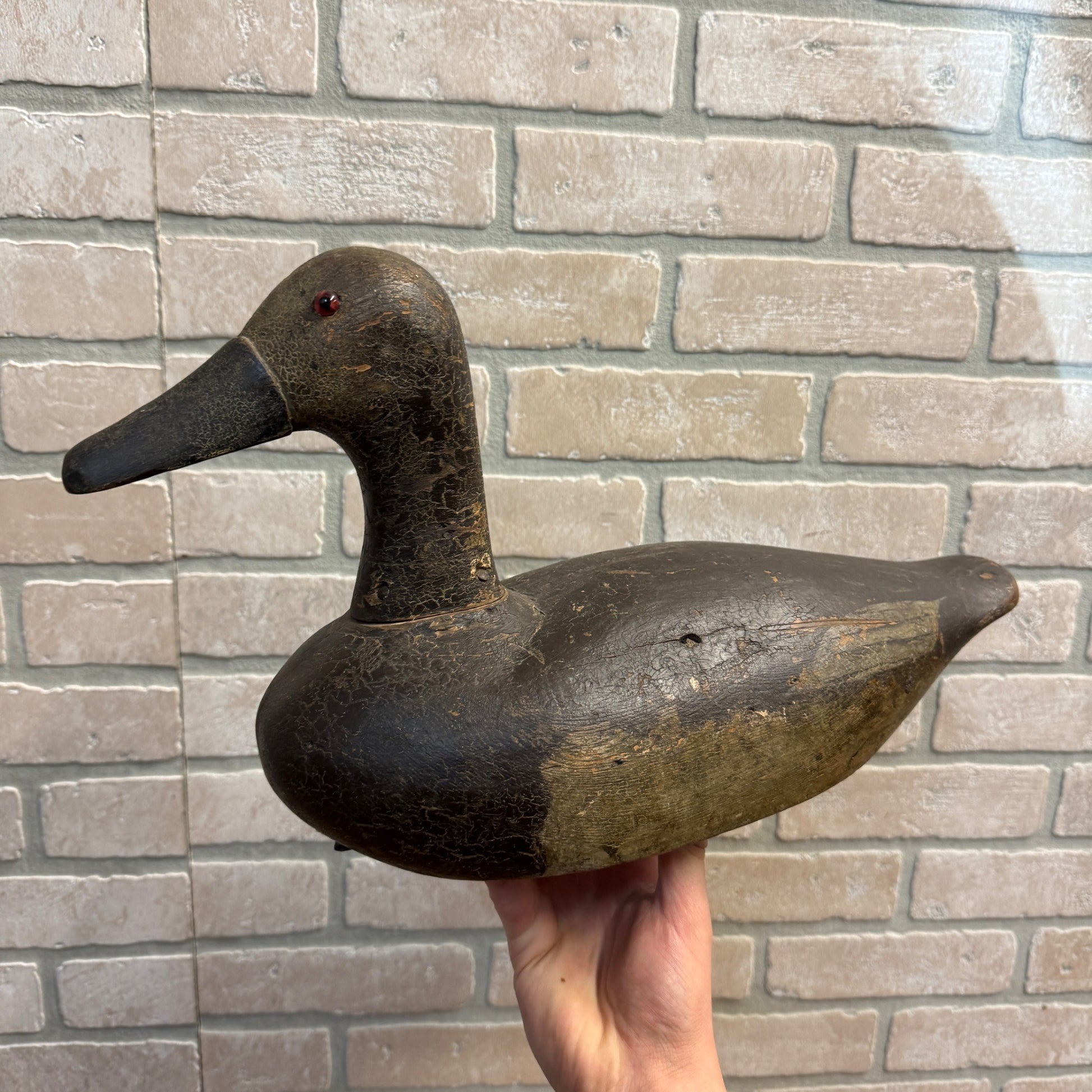 1940's High Head Canvasback Pair Duck Decoy Wisconsin Early Nice Paint Detailed
