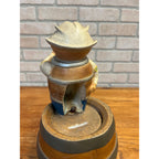 Vintage 1950s  Blatz Beer Man Sitting on a Beer Barrel Plaster Figure Coin Bank
