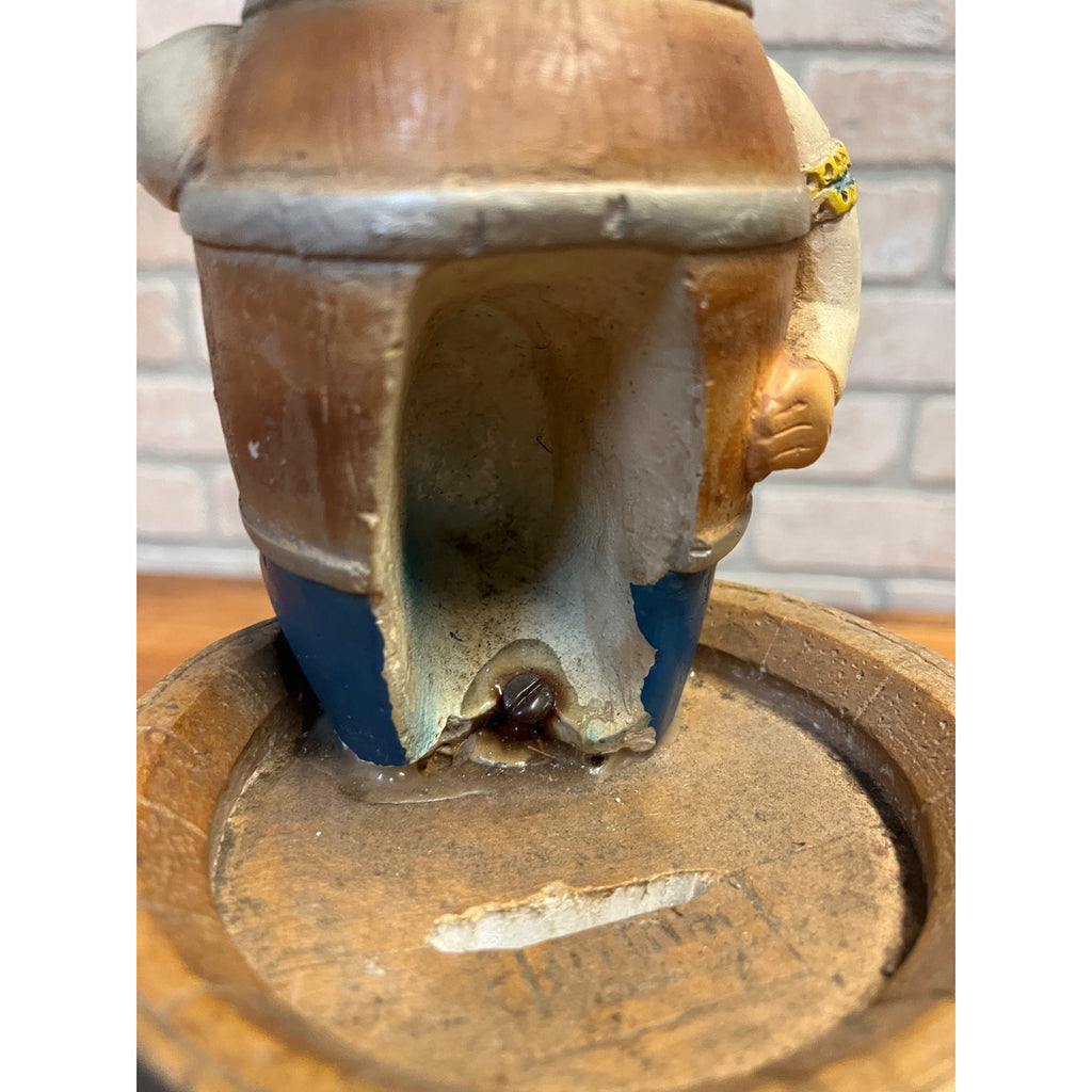 Vintage 1950s  Blatz Beer Man Sitting on a Beer Barrel Plaster Figure Coin Bank
