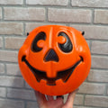Vintage Plastic Blow Mold Smiling Jack O' Lantern Halloween Candy Bucket Grand Venture LP 1997