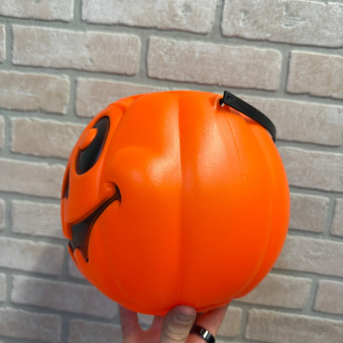 Vintage Plastic Blow Mold Smiling Jack O' Lantern Halloween Candy Bucket Grand Venture LP 1997
