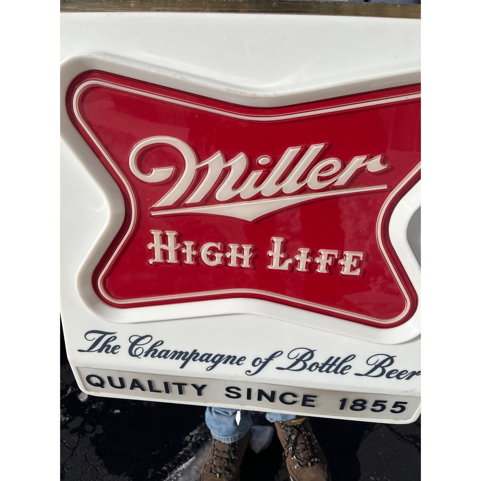 RARE Vintage 1957 Miller High Life Beer Hanging Lighted Clock Bar Sign Advertising
