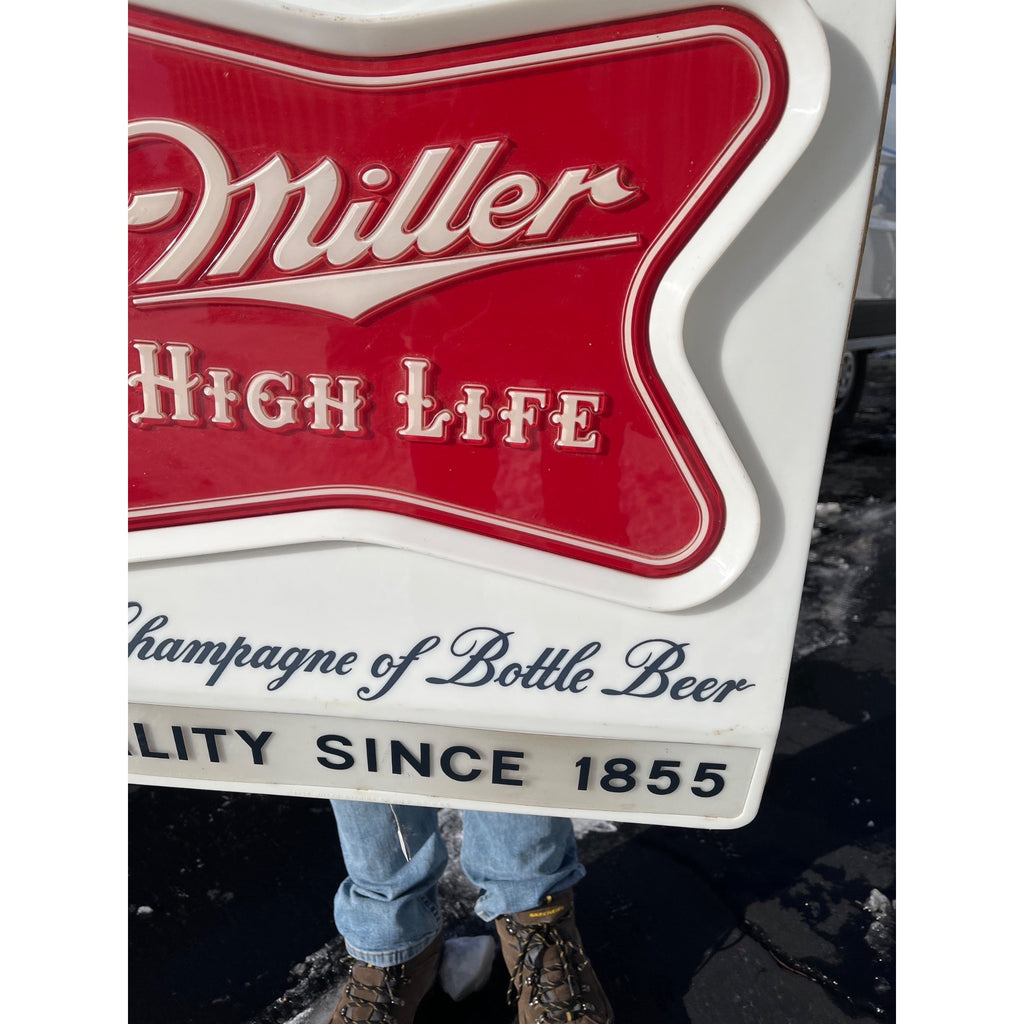 RARE Vintage 1957 Miller High Life Beer Hanging Lighted Clock Bar Sign Advertising