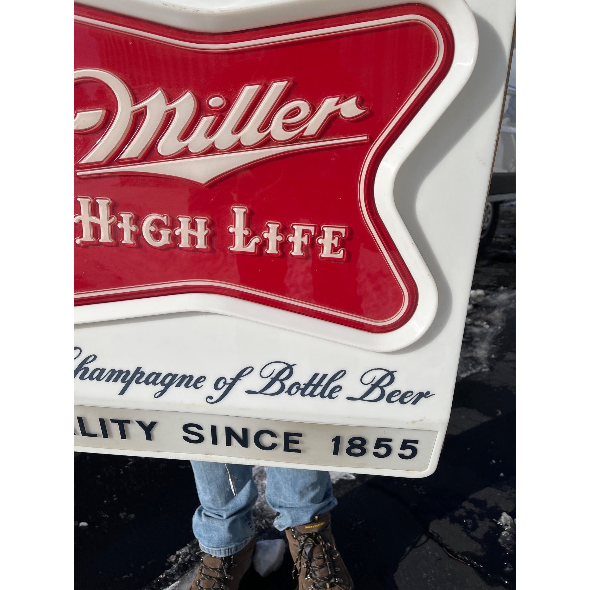 RARE Vintage 1957 Miller High Life Beer Hanging Lighted Clock Bar Sign Advertising