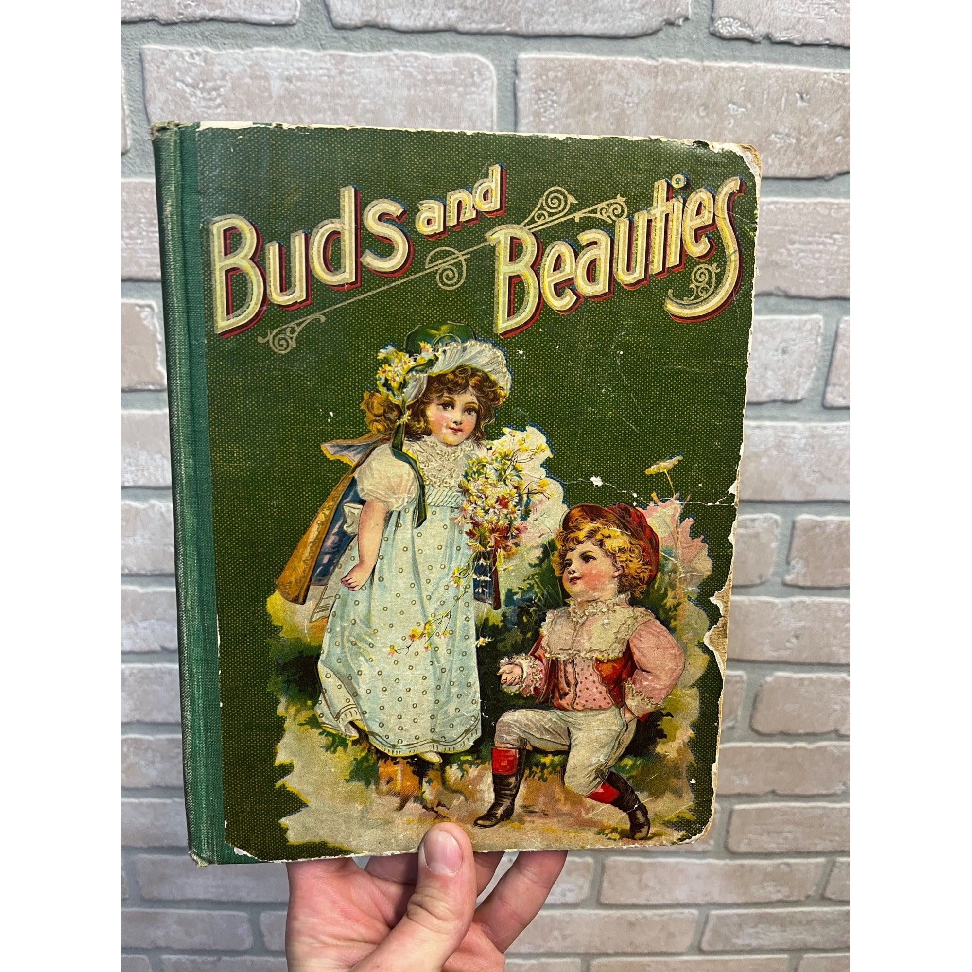 Antique Victorian Litho "Buds & Beauties" Children's Hardcover Book 1903 Conkey