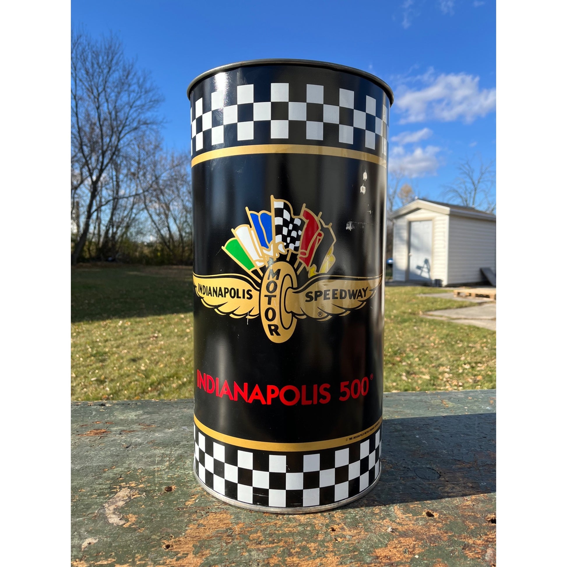 Rare 1985 Vintage Indianapolis Motor Speedway Indy 500 Trash Can