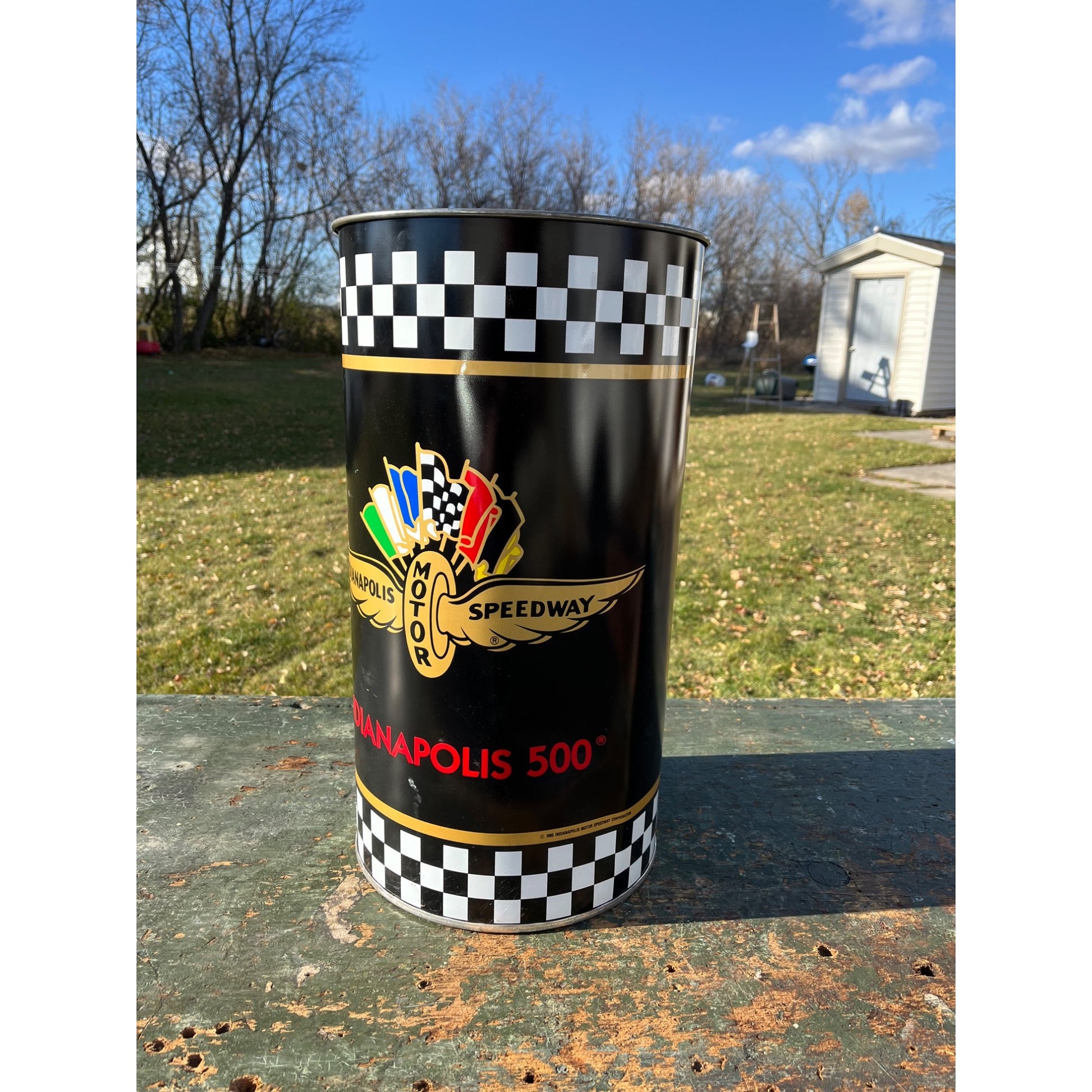 Rare 1985 Vintage Indianapolis Motor Speedway Indy 500 Trash Can