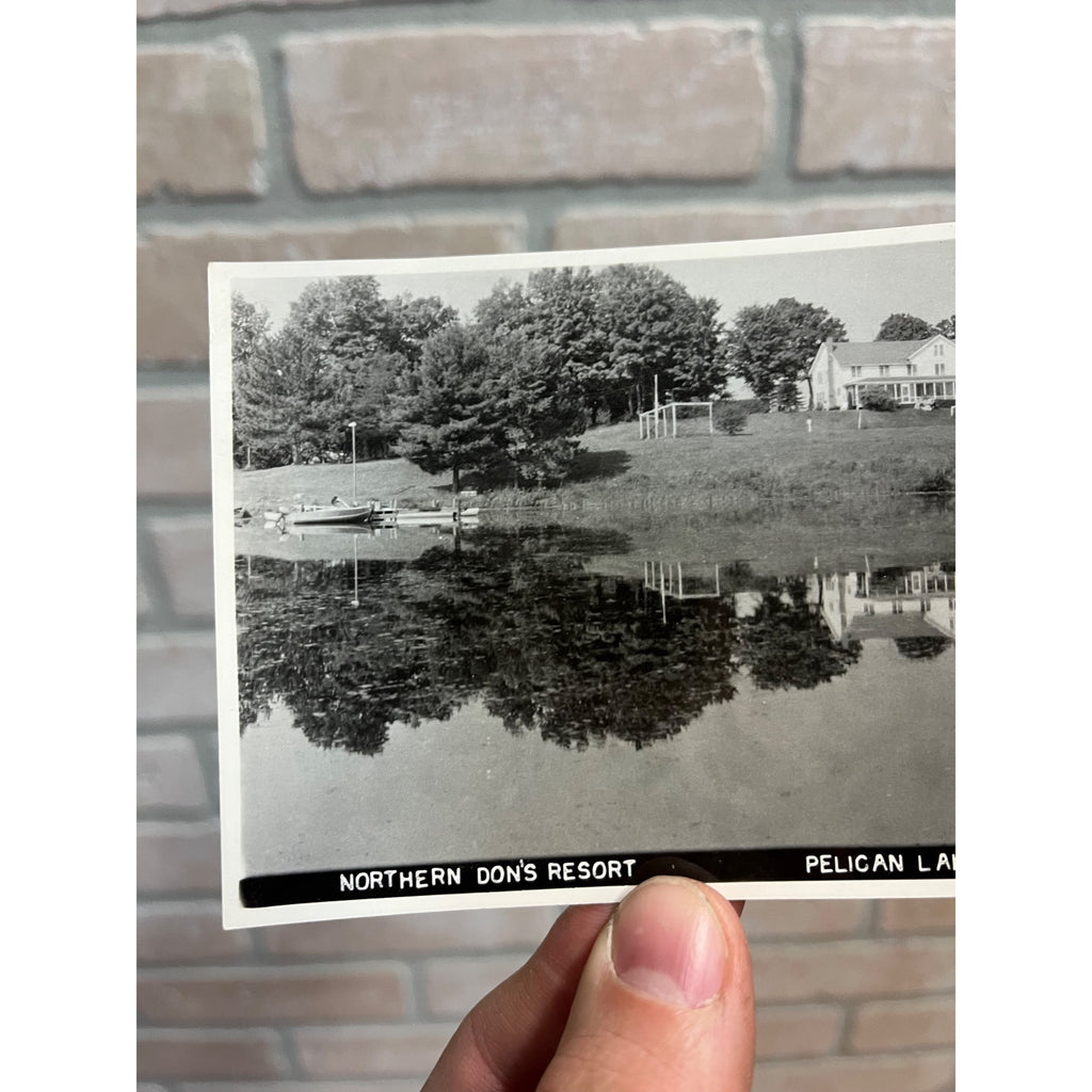 Pelican Lake WI Northern Don's Resort Hotel Real Photo Postcard Wisconsin RPPC