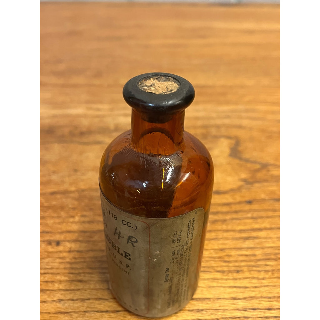 Vintage Eli Lilly Soluble Tar Fluid 447 Pharmacy Druggist Amber Glass Bottle 5"