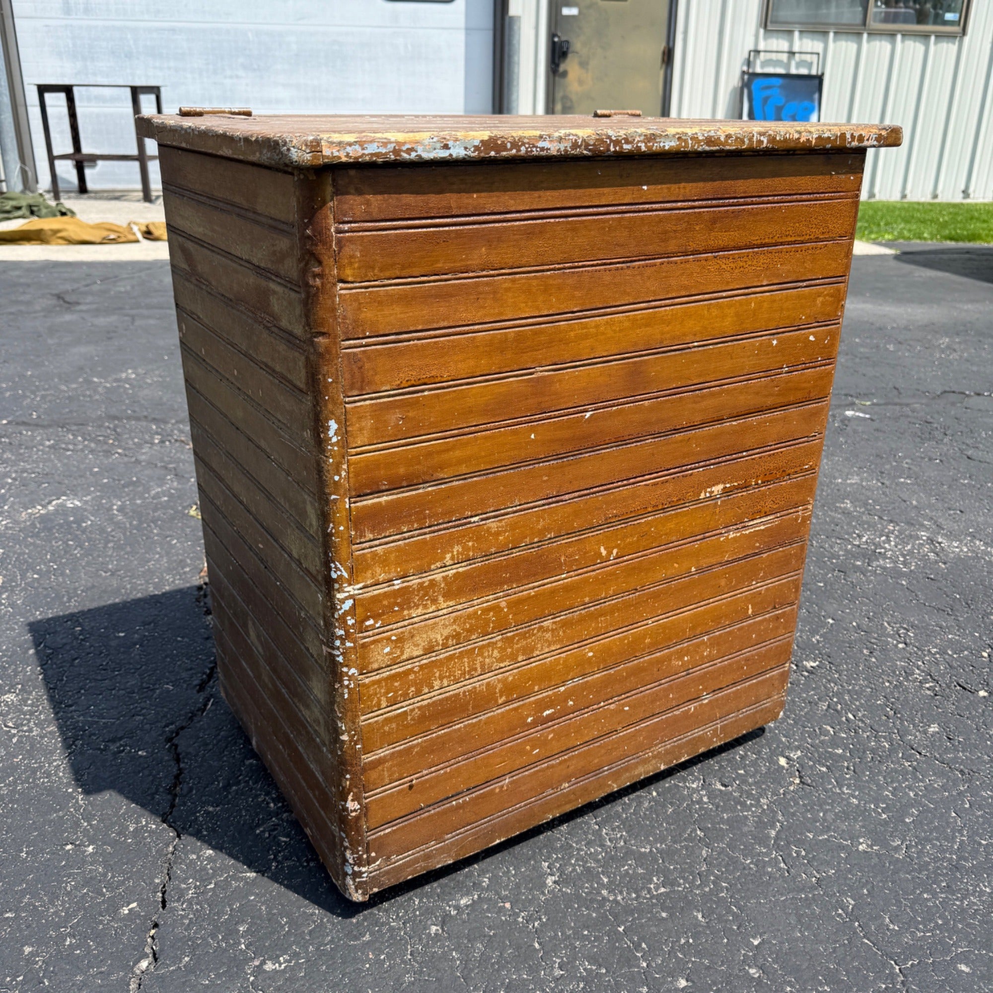 Antique Primitive Kitchen Grain Storage Bin Wainscot Cabinet Waste Basket