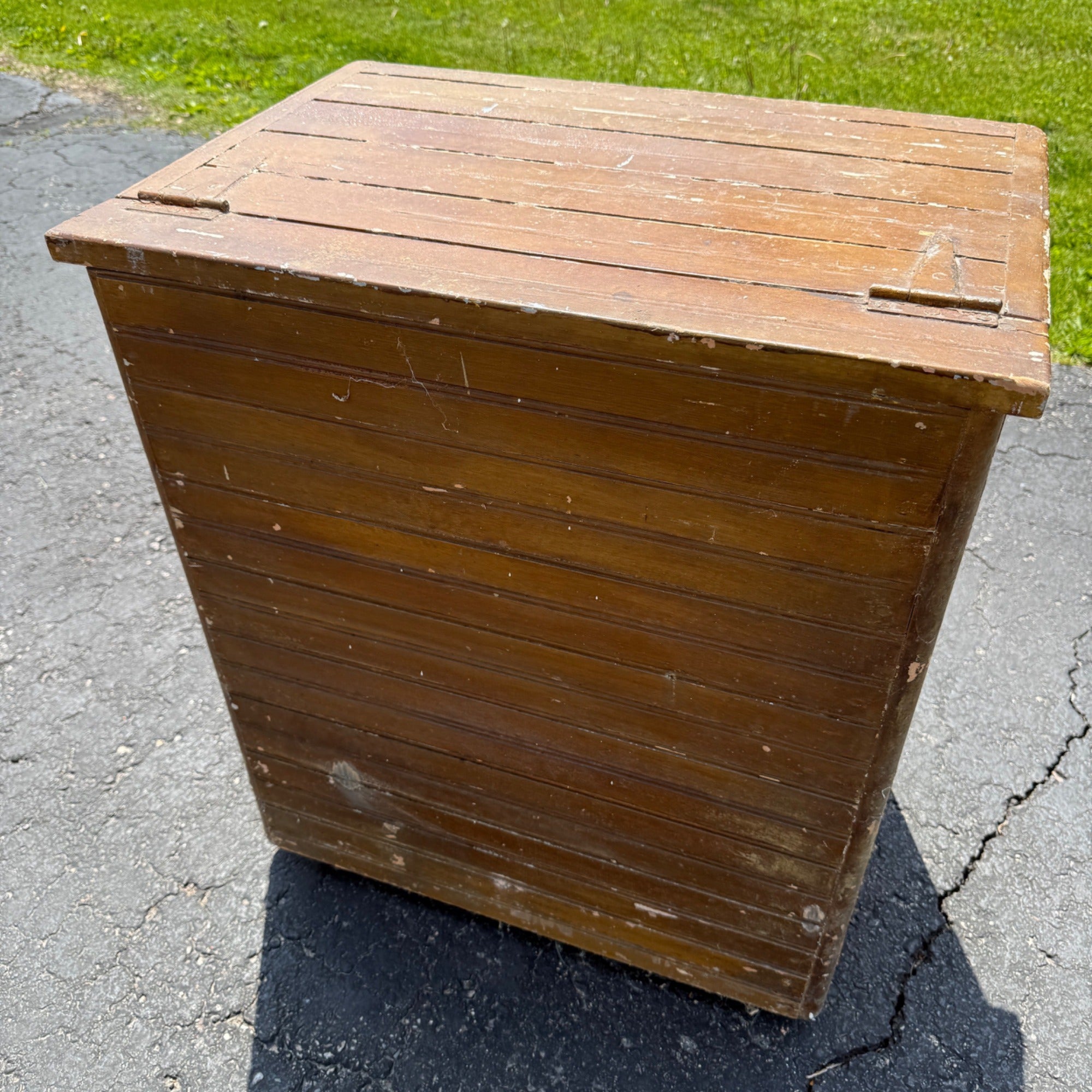 Antique Primitive Kitchen Grain Storage Bin Wainscot Cabinet Waste Basket