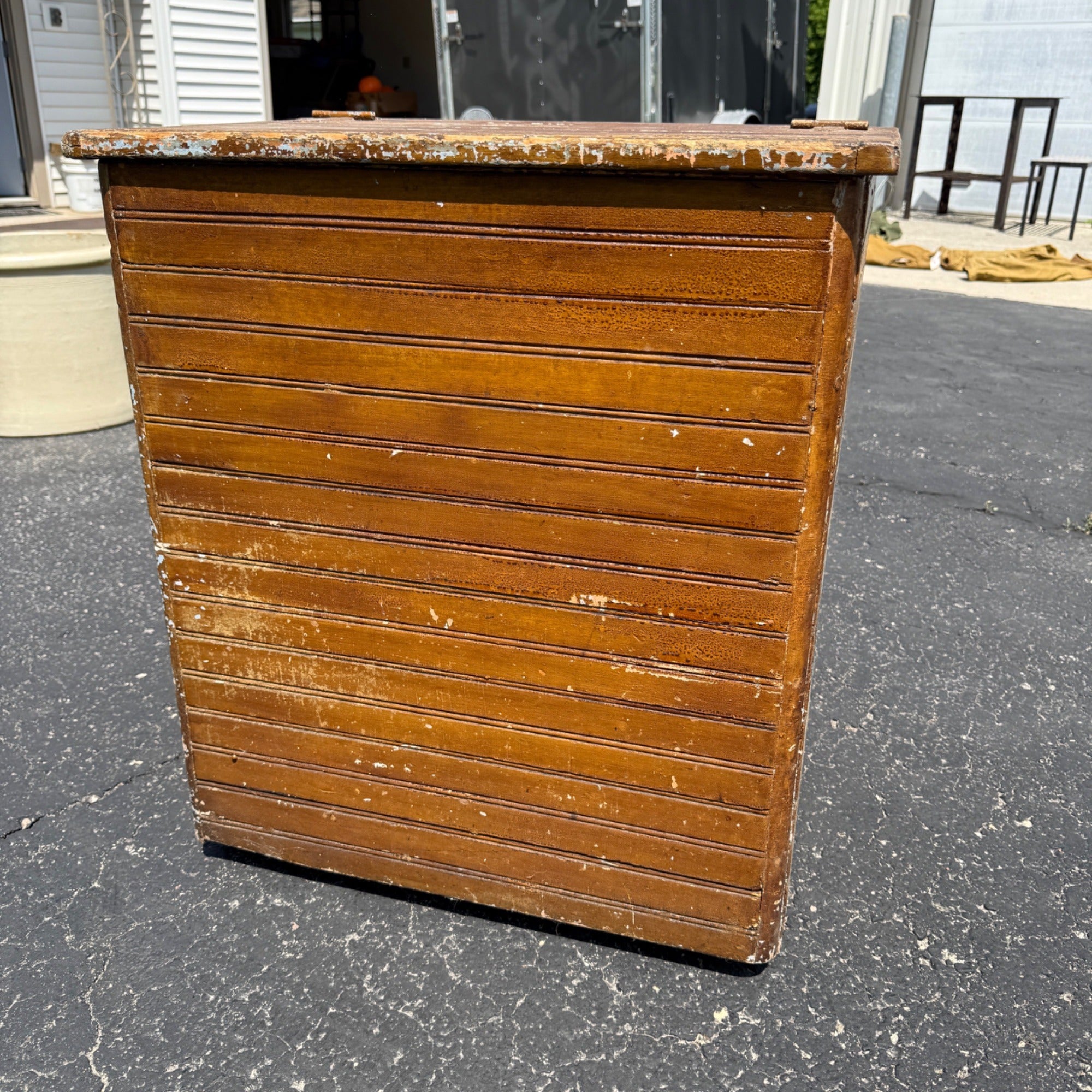 Antique Primitive Kitchen Grain Storage Bin Wainscot Cabinet Waste Basket
