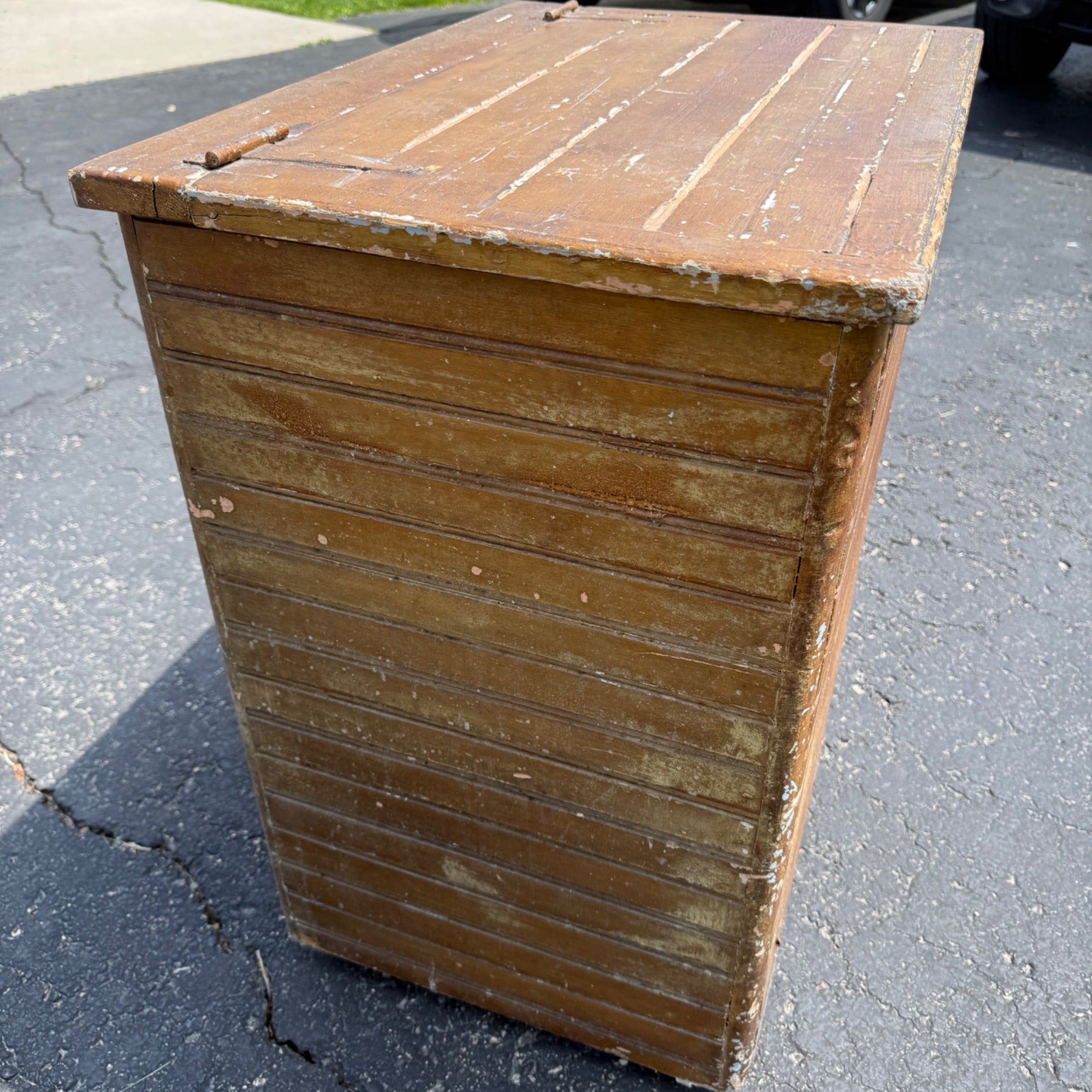 Antique Primitive Kitchen Grain Storage Bin Wainscot Cabinet Waste Basket