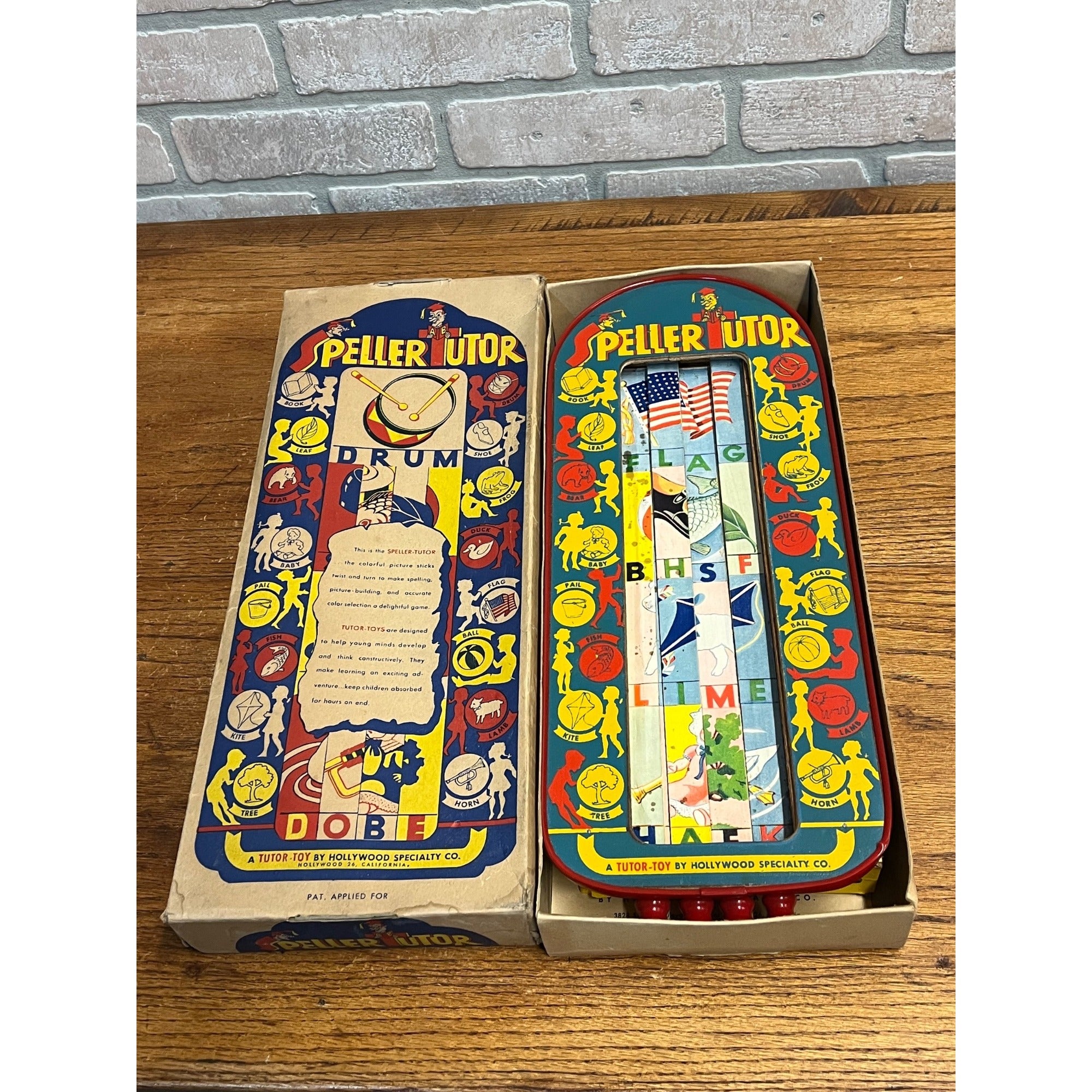 Rare Vintage Speller Tutor Toy Hollywood Specialty Co Childs Education Toy + Box