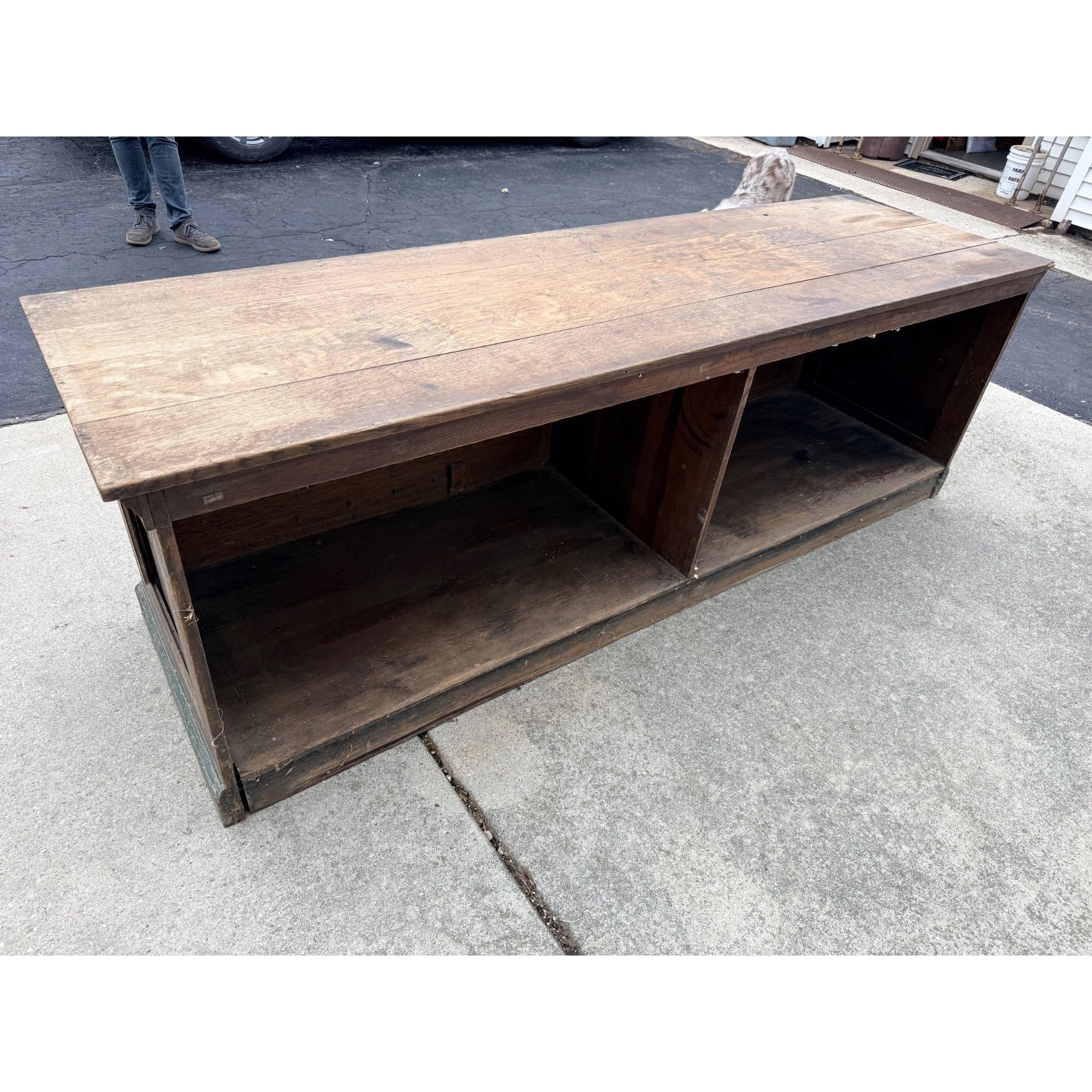 Antique General Store Oak Wooden Mercantile Counter Display 9ft