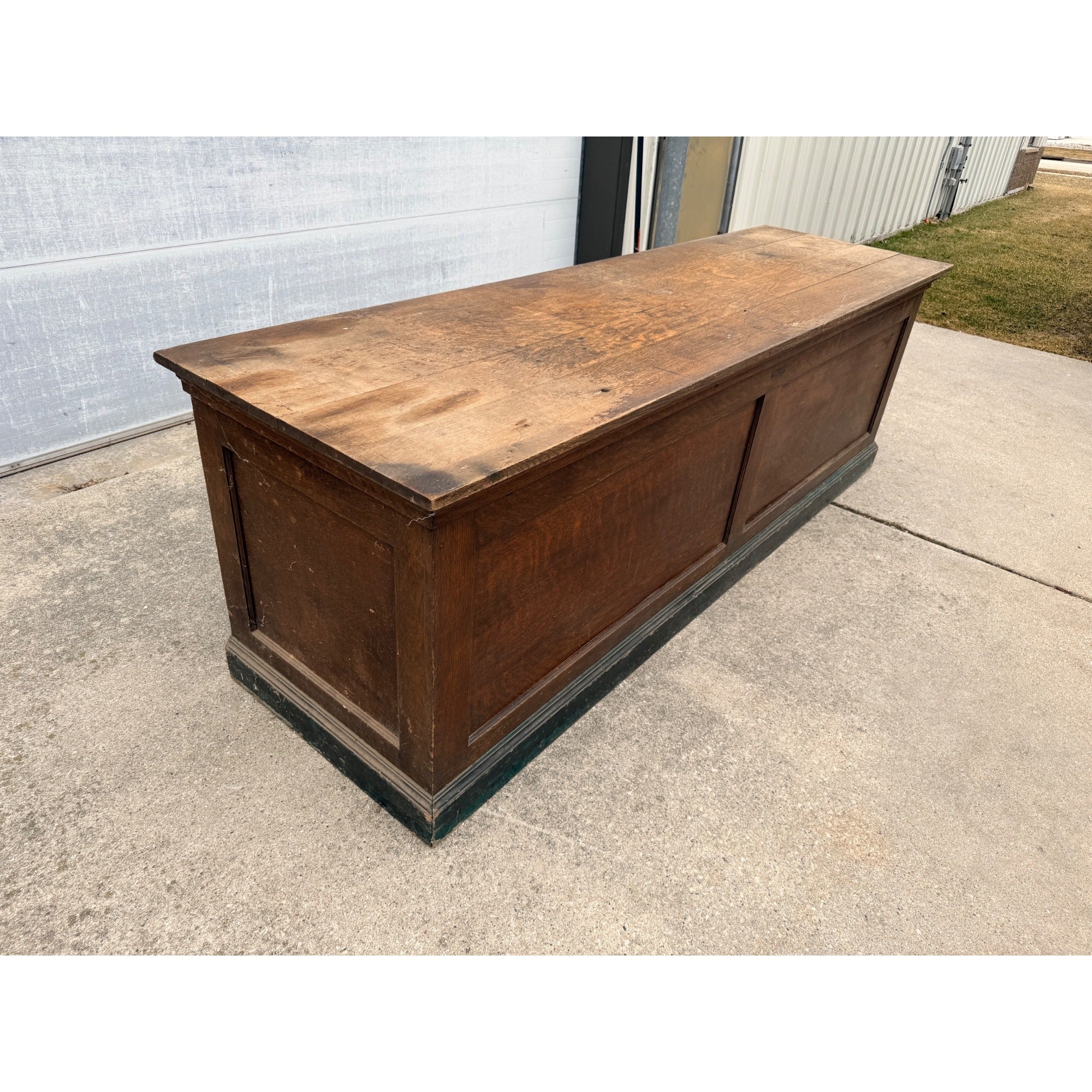 Antique General Store Oak Wooden Mercantile Counter Display 9ft