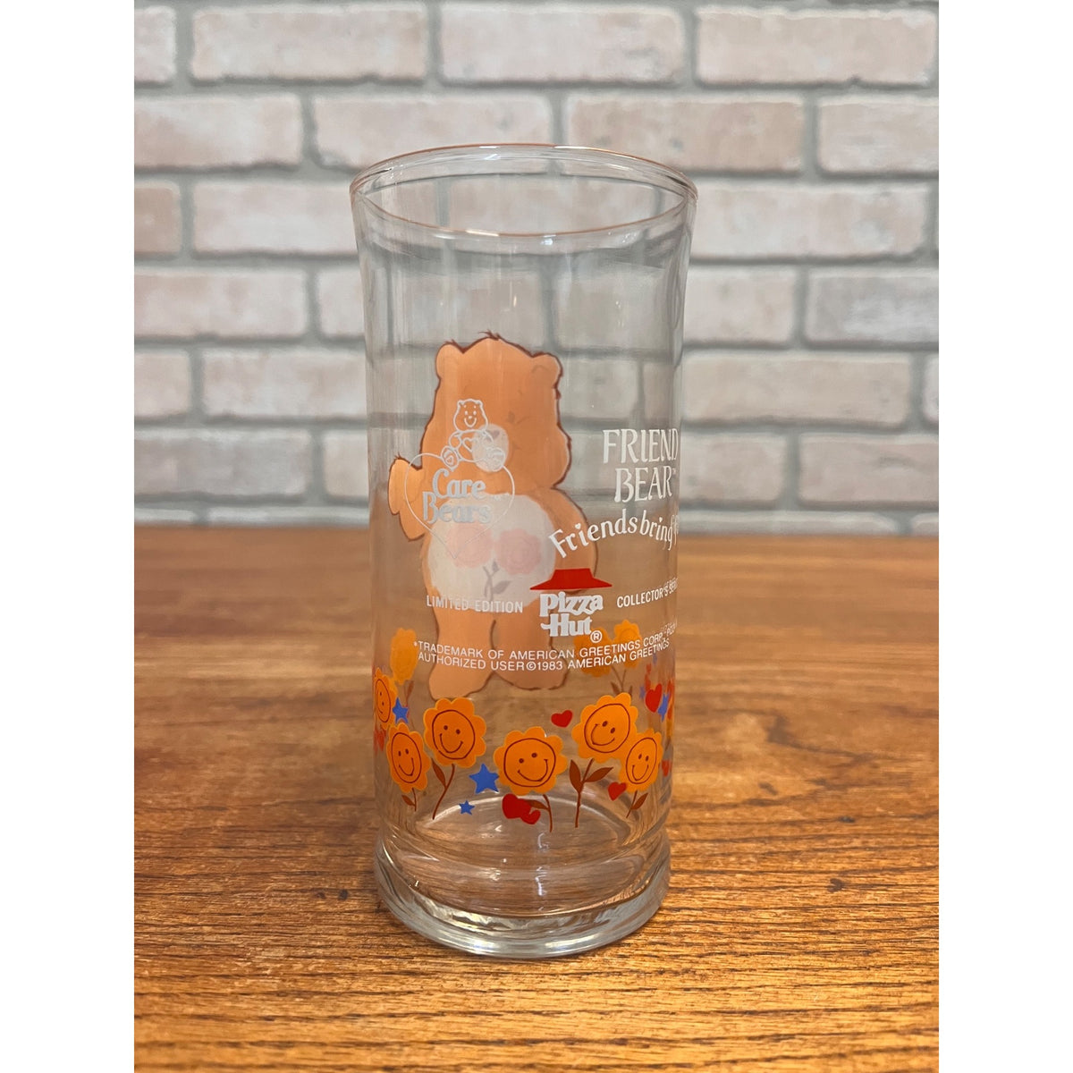 RARE Vintage Care Bears Friend Bear Drinking Glass Pizza Hut Collector's 1983