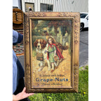 Vintage Grape-Nuts Tin Advertising Sign Lithograph / Metal Frame / Circa 1912
