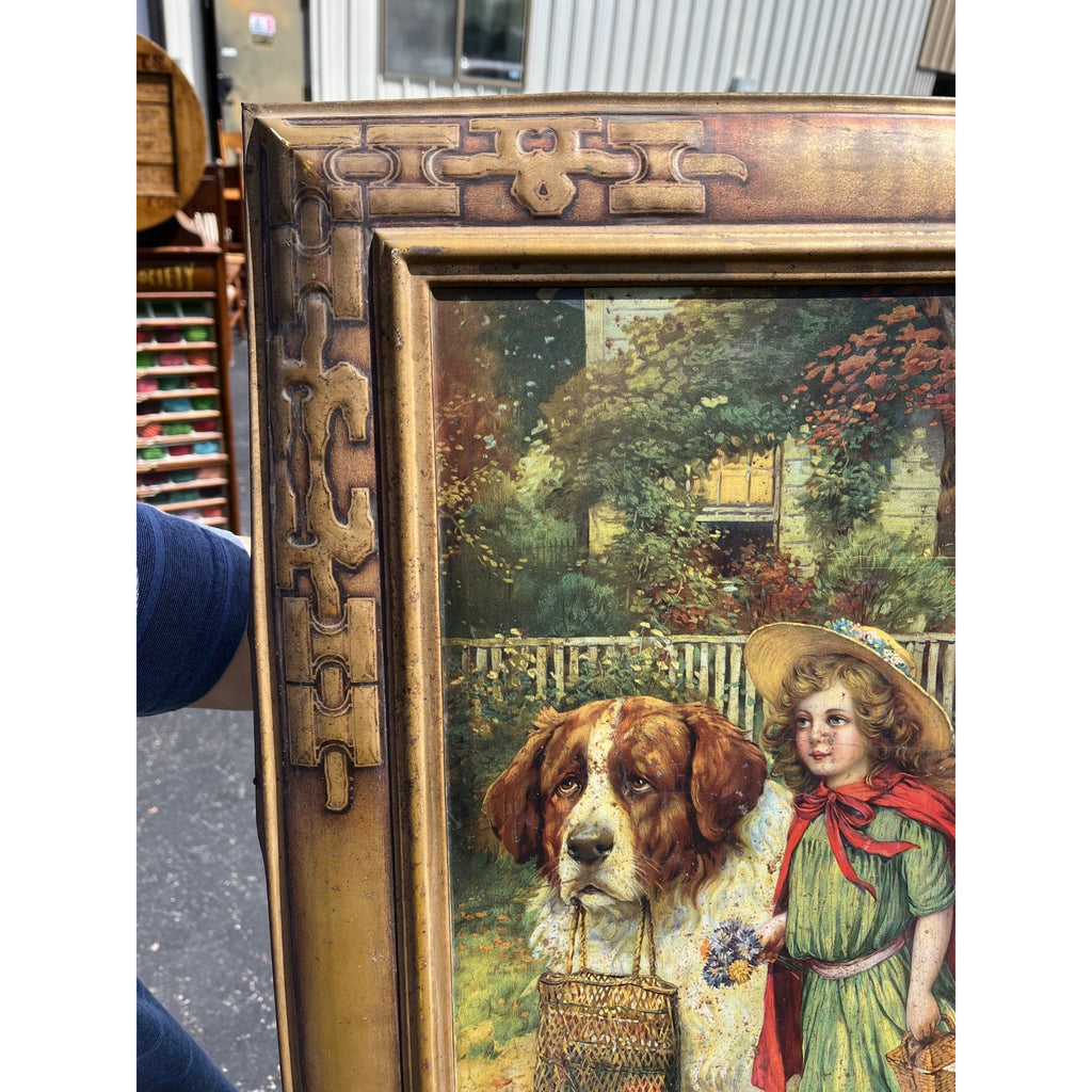 Vintage Grape-Nuts Tin Advertising Sign Lithograph / Metal Frame / Circa 1912
