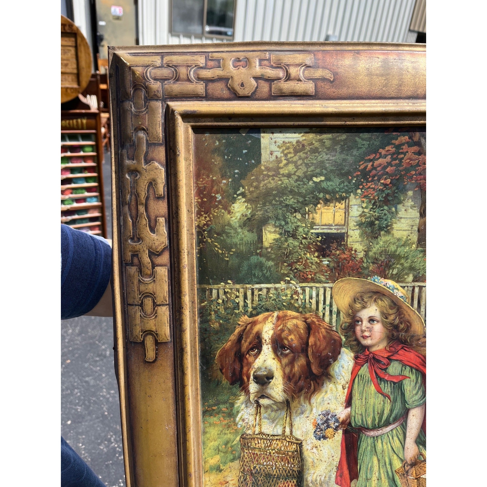 Vintage Grape-Nuts Tin Advertising Sign Lithograph / Metal Frame / Circa 1912
