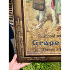 Vintage Grape-Nuts Tin Advertising Sign Lithograph / Metal Frame / Circa 1912