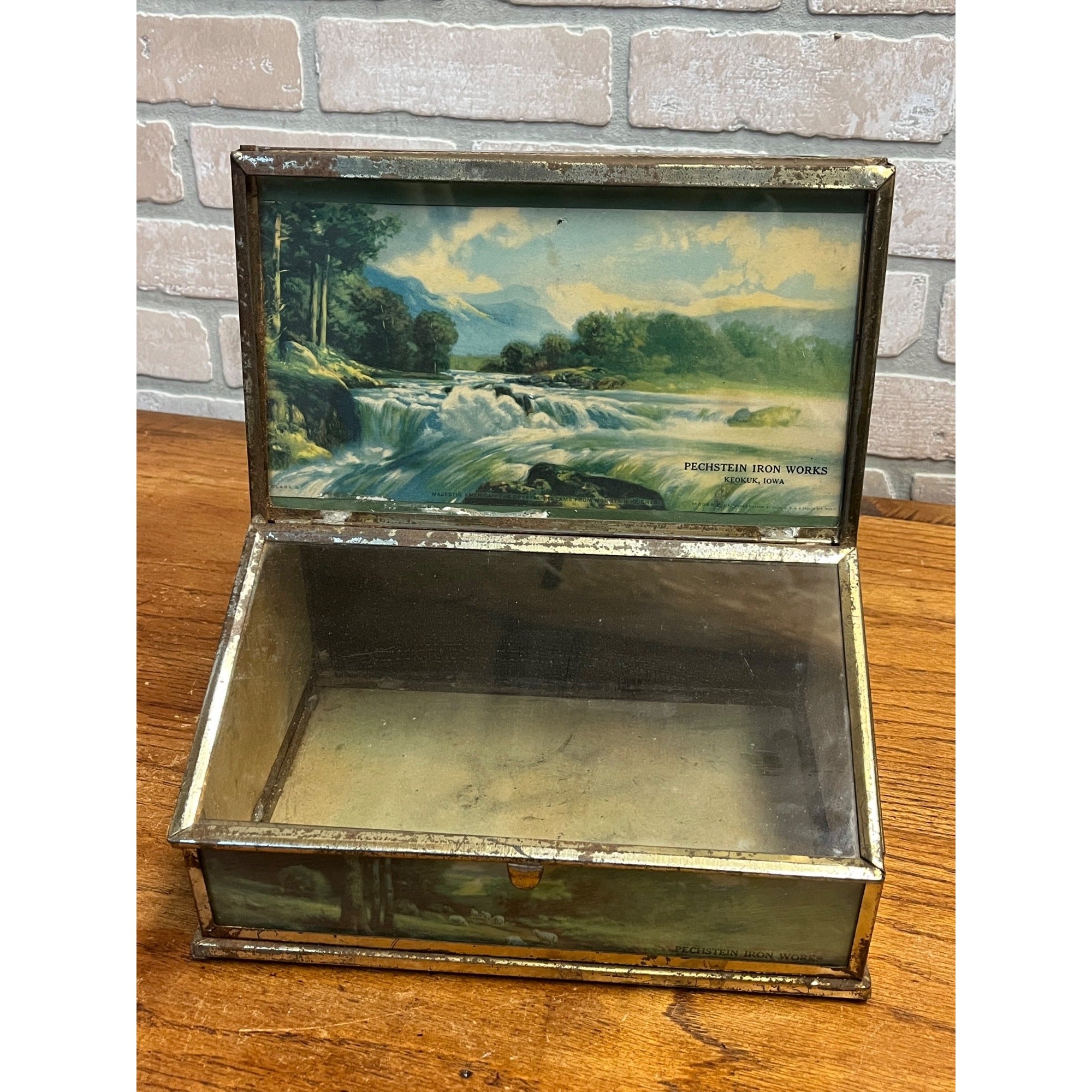 Vintage Pechstein Iron Works Advertising Cigar Humidor Store Display Keokuk Iowa