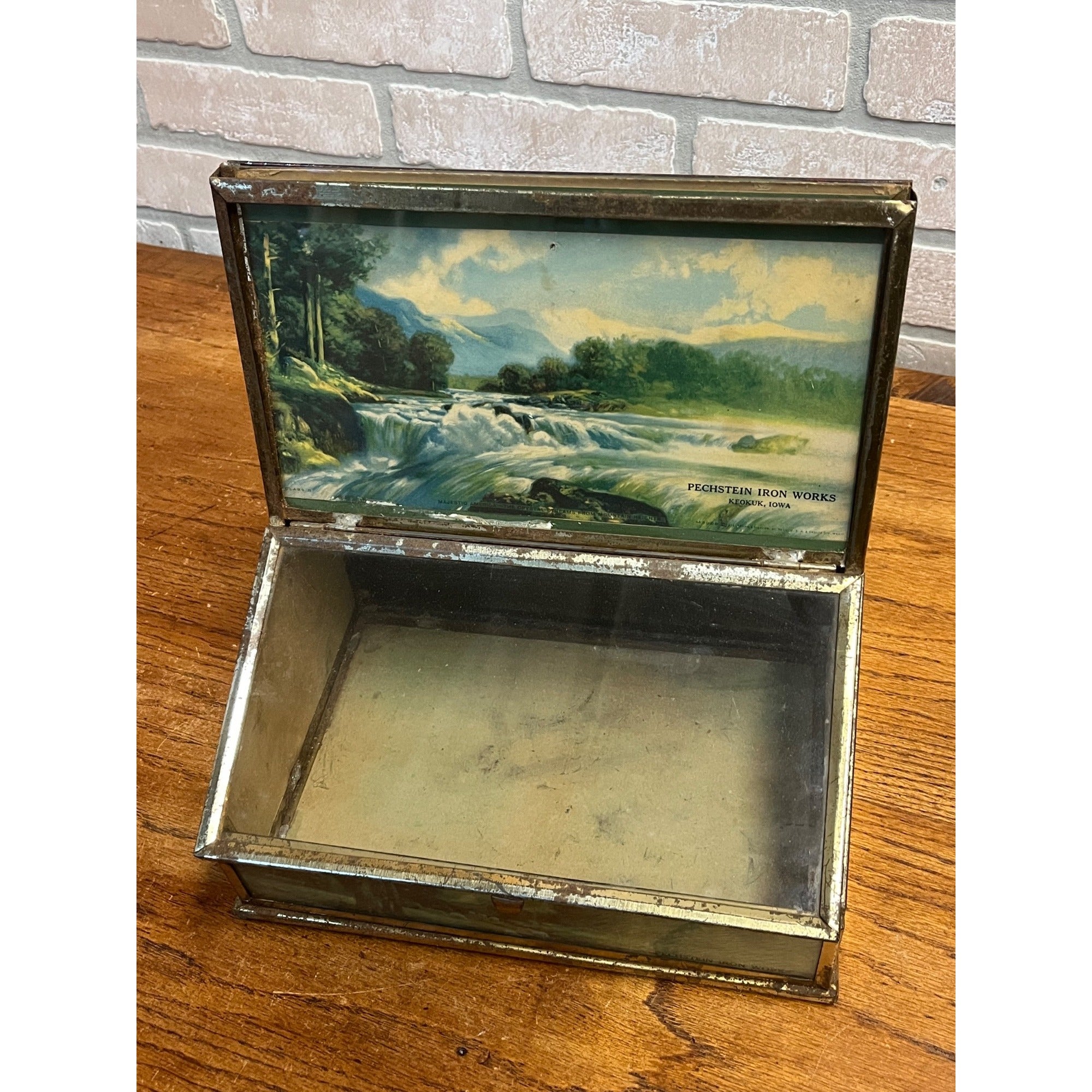 Vintage Pechstein Iron Works Advertising Cigar Humidor Store Display Keokuk Iowa