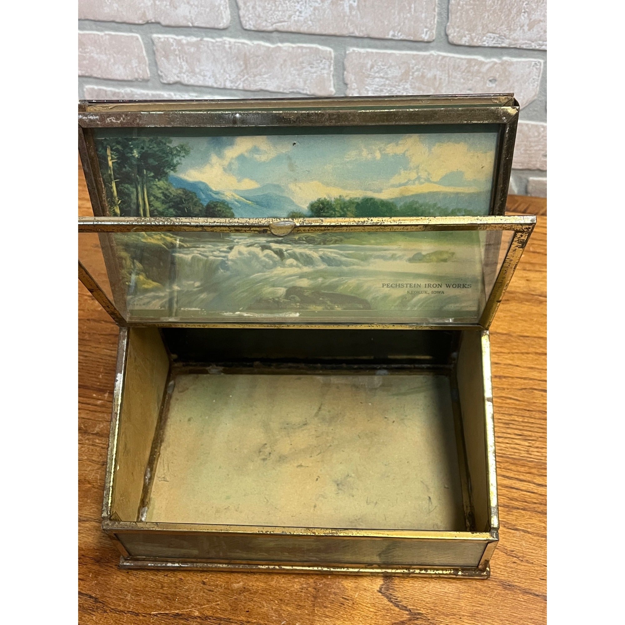 Vintage Pechstein Iron Works Advertising Cigar Humidor Store Display Keokuk Iowa