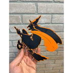 Vintage 1920s Halloween Diecut Flying Witch Black & Orange Dennison Wall Hanging