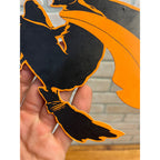 Vintage 1920s Halloween Diecut Flying Witch Black & Orange Dennison Wall Hanging