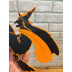 Vintage 1920s Halloween Diecut Flying Witch Black & Orange Dennison Wall Hanging