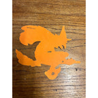 Vintage 1920s Halloween Diecut Flying Witch Black & Orange Dennison Wall Hanging