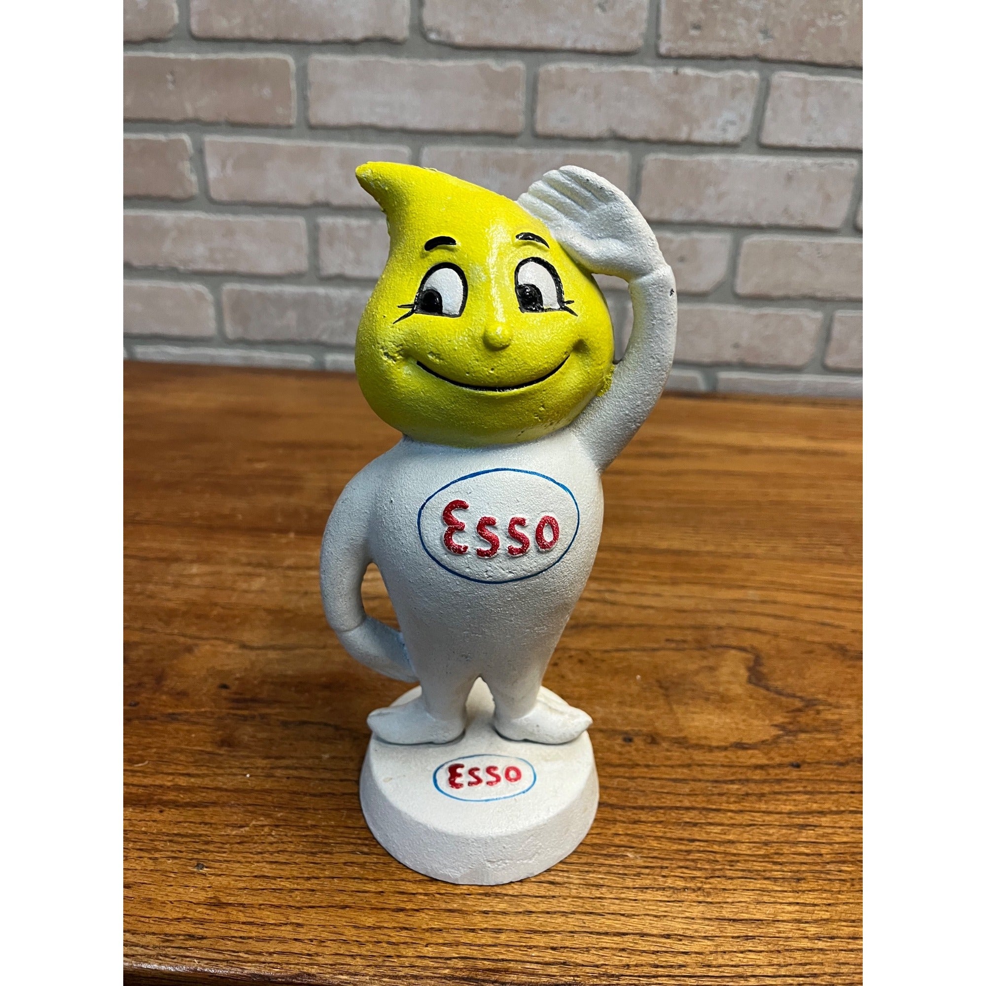Vintage Esso Gas Oil Drop Boy Cast Iron Bank Figure Exxon Mobile 9.25" Tall
