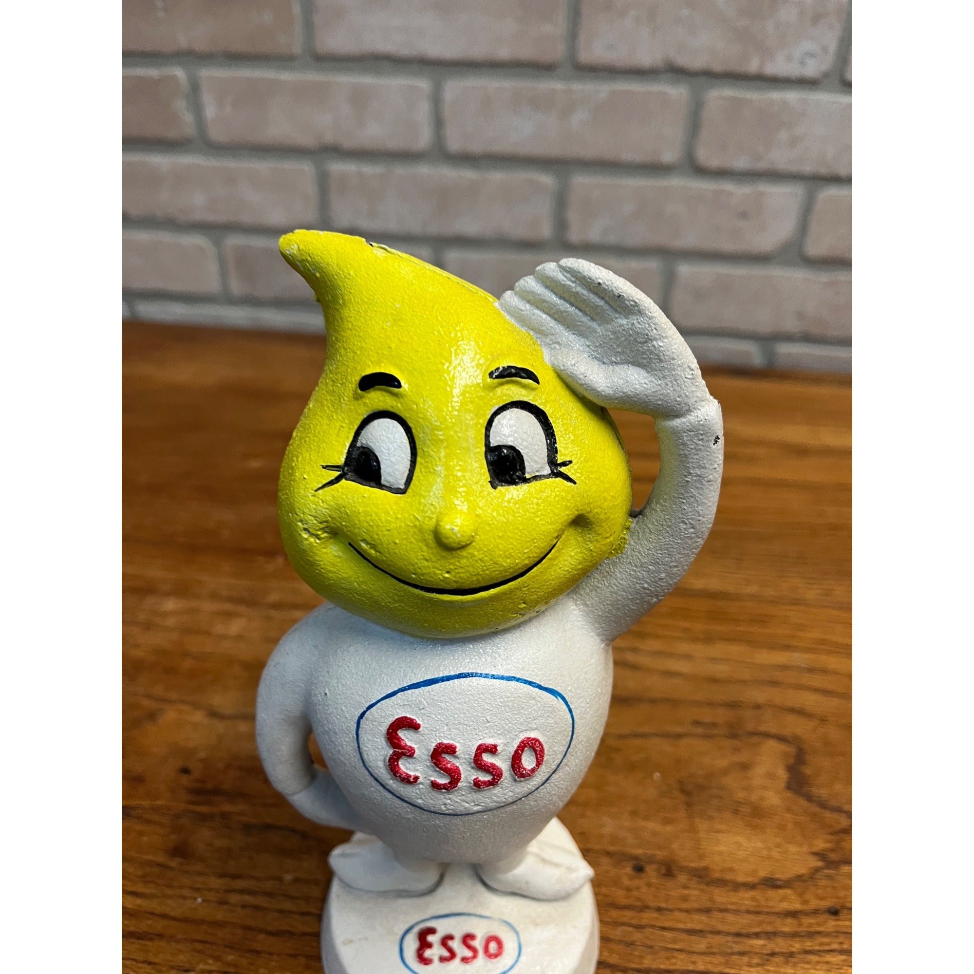 Vintage Esso Gas Oil Drop Boy Cast Iron Bank Figure Exxon Mobile 9.25" Tall