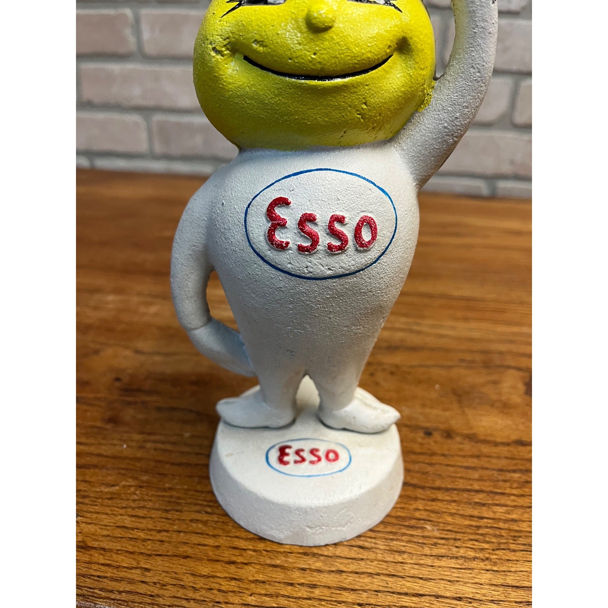 Vintage Esso Gas Oil Drop Boy Cast Iron Bank Figure Exxon Mobile 9.25" Tall