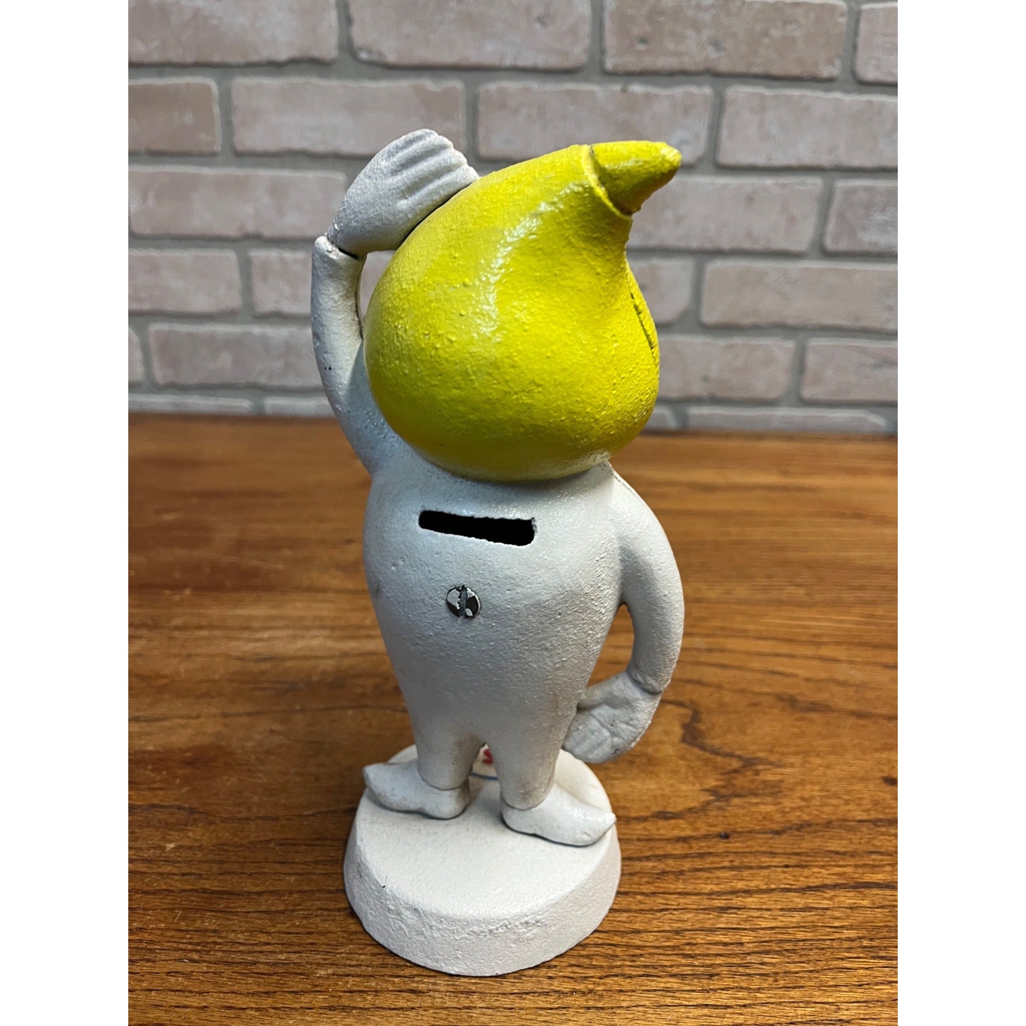 Vintage Esso Gas Oil Drop Boy Cast Iron Bank Figure Exxon Mobile 9.25" Tall