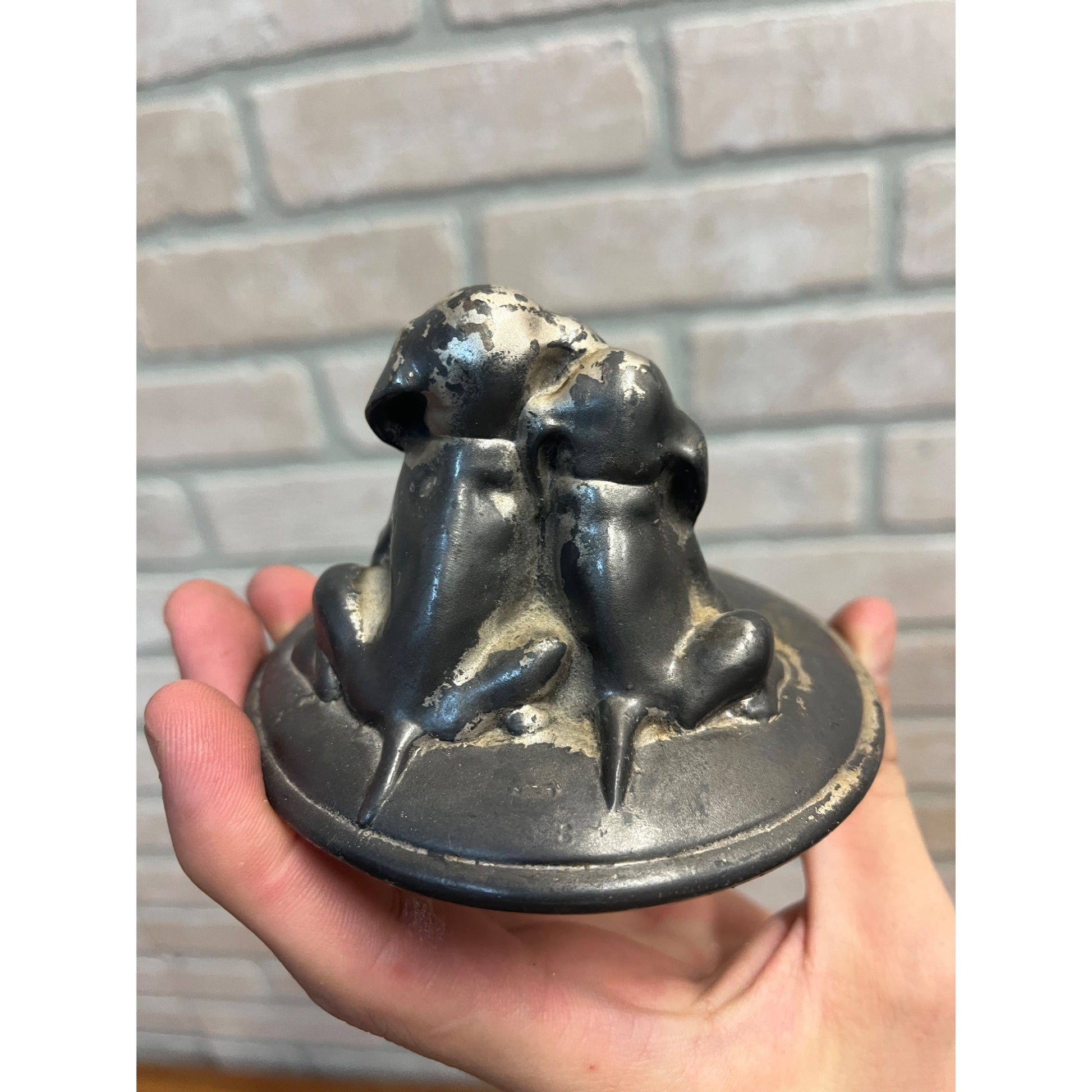 Vintage Early 1900s Labrador Dogs Desk Paperweight Metal Silver Plated?