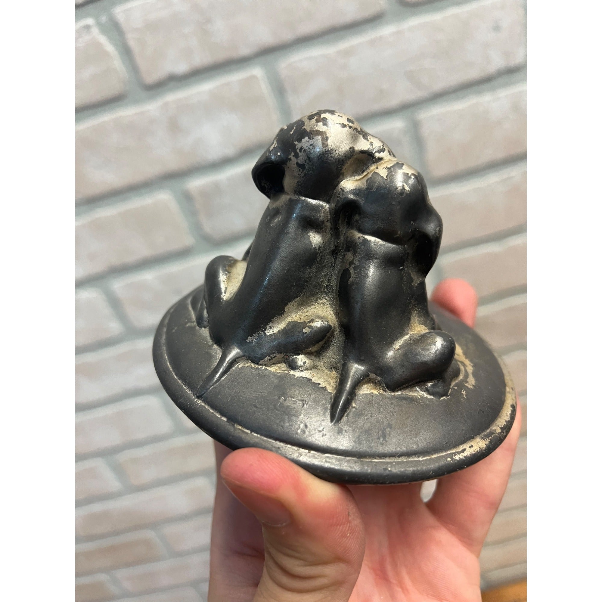 Vintage Early 1900s Labrador Dogs Desk Paperweight Metal Silver Plated?