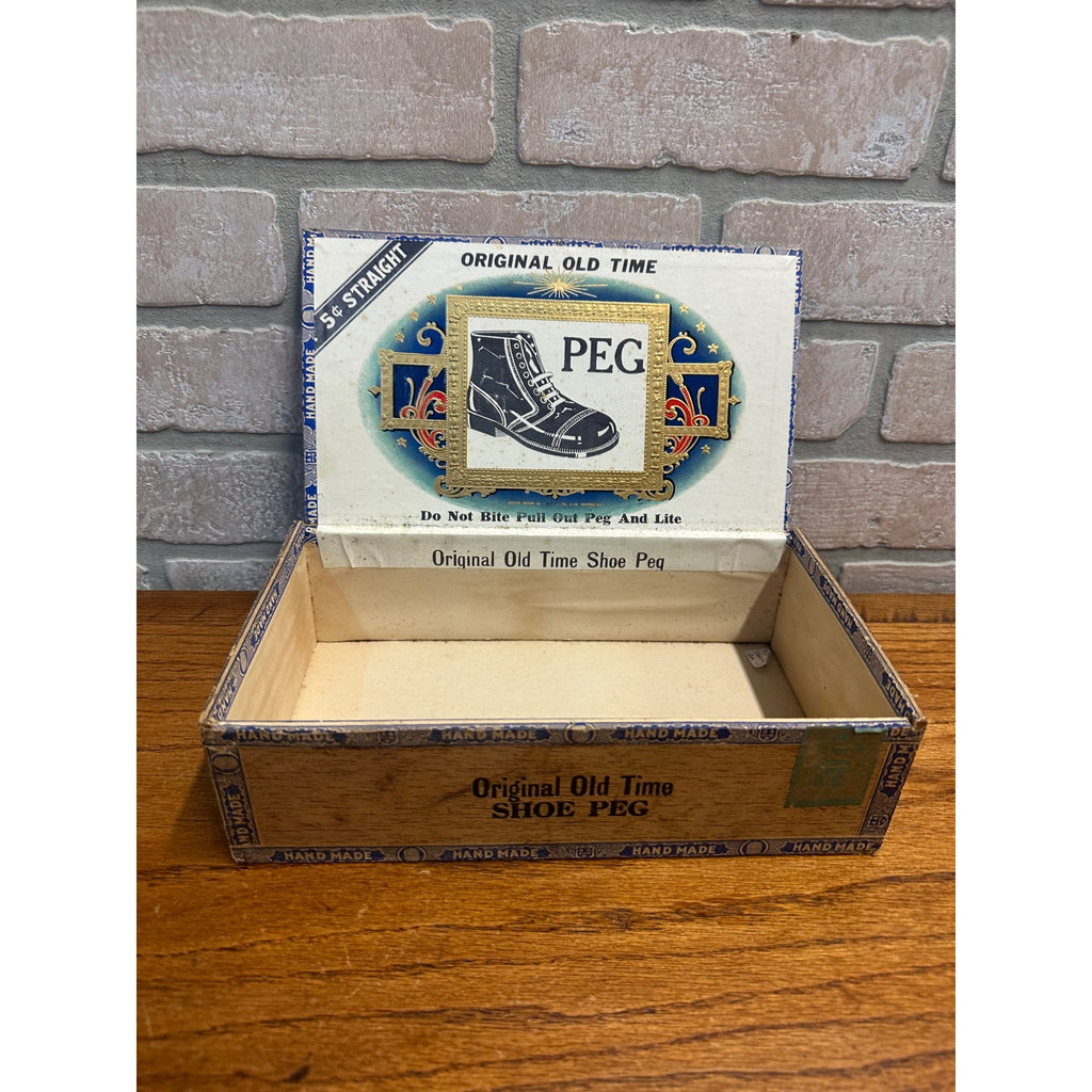 Vintage Old Time Shoe Peg Cigar Wooden Box Advertising Display PA Pennsylvania